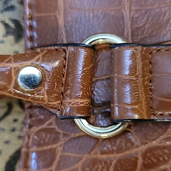 Anne Klein brown reptile pattern purse satchel - Picture 10 of 12